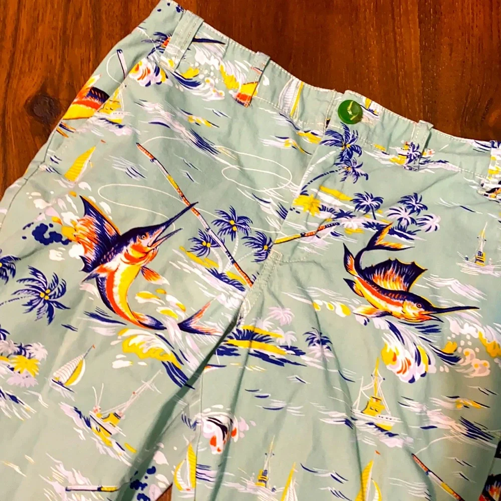 POLO RALPH LAUREN SUMMER FISH SAIL BOAT BERMUDA SHORTS BOYS SZ 14